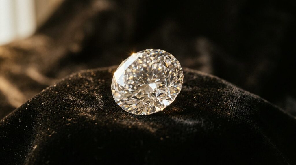 Geschliffener Diamant auf schwarzem Samt